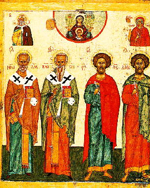 Sts. Nicholas, Blasius, Florus, Laurus, the Prophet Elijah and Paraskeva Pytnitsa, First half of XV century.